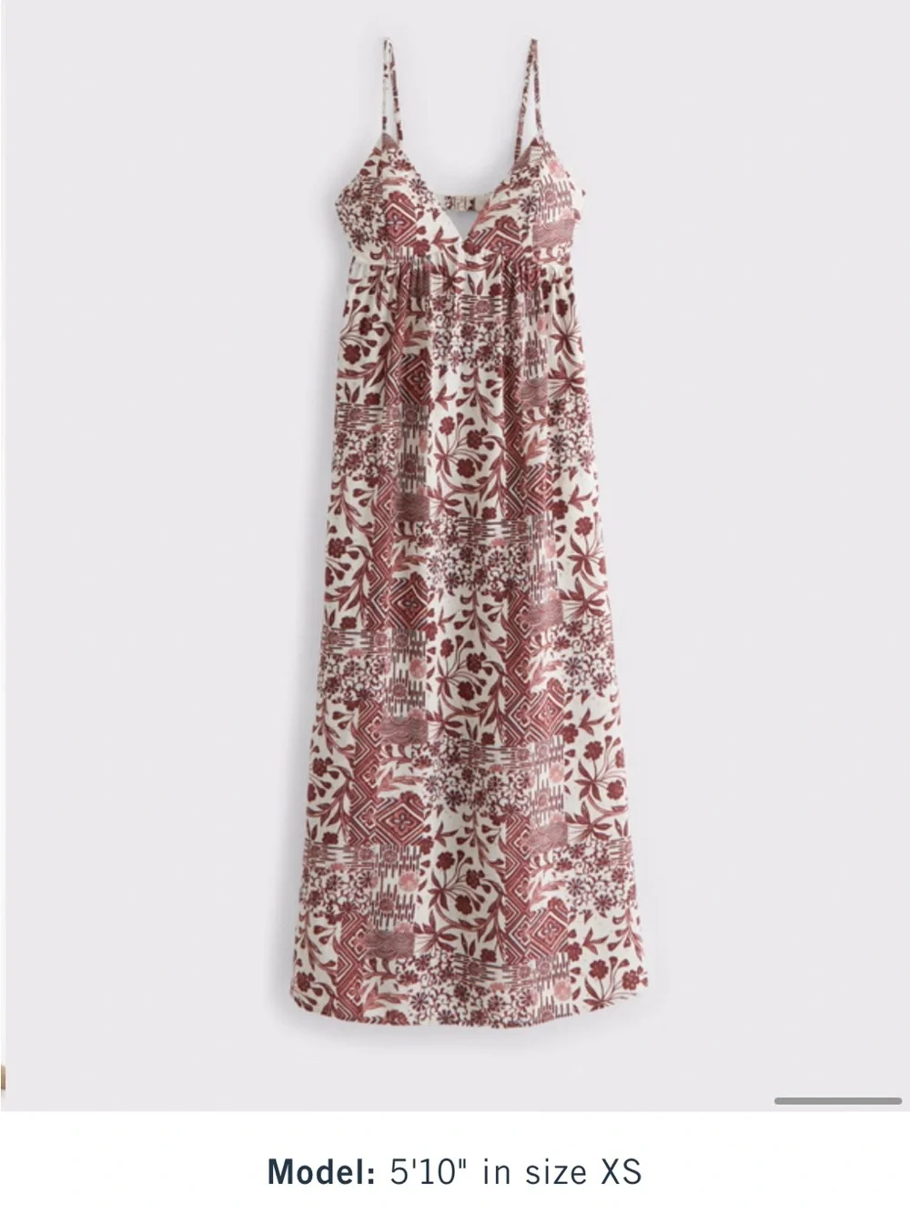 Abercrombie & Fitch Pink and White Printed Bra-Free Clasp-Back Maxi Dress